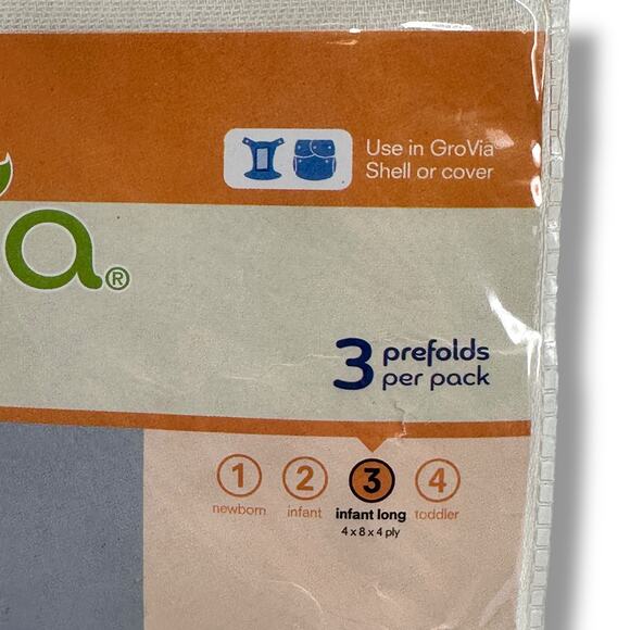 GroVia Prefold Cloth Diaper Insert Size 3 Infant Long Set Of Three Boy Girl - Picture 3 of 5